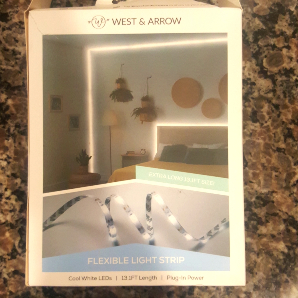 Flexible 13 feet light strip cool whitr LED, New in box west& arrow